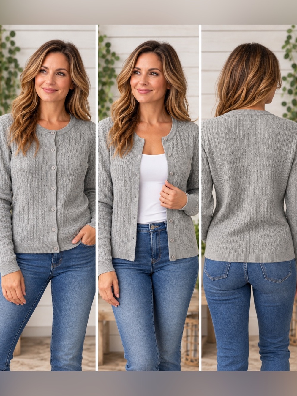 NWT Ted Baker London Gray Cable Knit Cardigan Sweater Size S